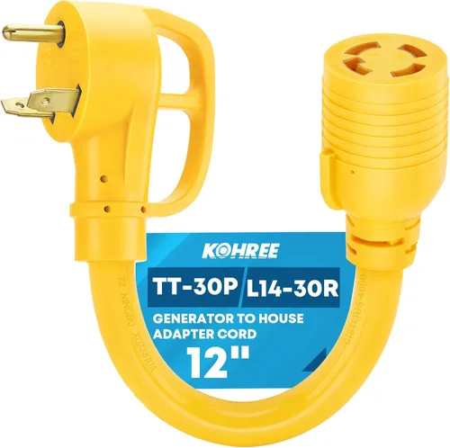 Miniatura 8 de Kohree Cable adaptador de generador NEMA 5-15P a L14-30R, adaptador de 3 clavijas a 4 clavijas, STW 10 AWG 12 pulgadas, generador macho de 15