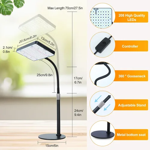 Miniatura 5 de FECiDA Luces de cultivo de escritorio para plantas de interior, bonsái, inicio de semillas, luz de cultivo UV-IR de espectro completo, consumo