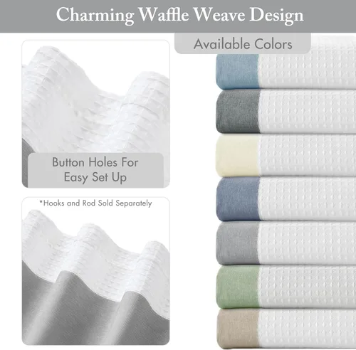 Miniatura 3 de Cortina Madison Park Spa Waffle de ducha con tela combinada y tratamiento 3M Scotchgard para control de humedad, decoración moderna para el baño