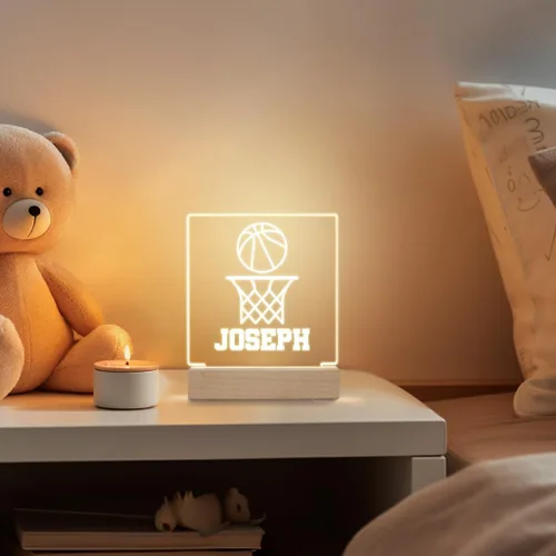 Miniatura 3 de Luz nocturna personalizada para niños, niñas, niños, regalos personalizados para decoración de dormitorio de bebé niño baloncesto Luz nocturna 019