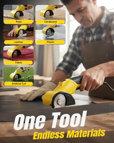 Miniatura 4 de Cortador de cartón eléctrico inalámbrico – Tijeras giratorias recargables para cartón, tela, alfombra, cuero, cortador de caja resistente