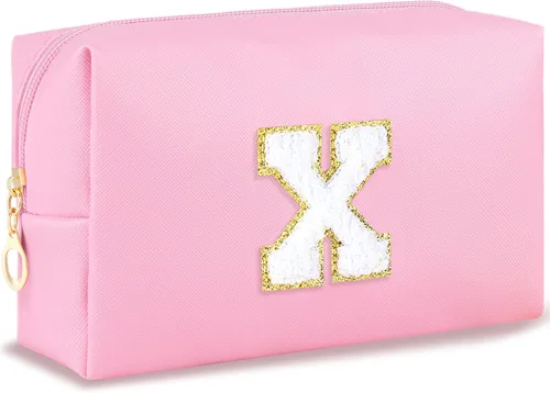 Miniatura 109 de URSKYTOUS Regalos para niñas, bolsa de maquillaje con inicial, bolsa de cosméticos personalizada con cremallera, bonita bolsa de aseo de viaje, Azul
