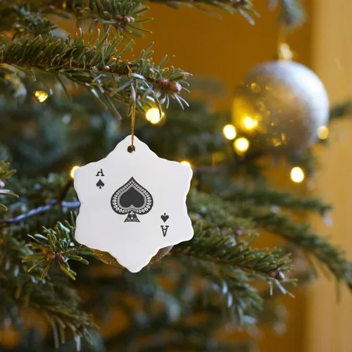 Miniatura 7 de 3dRose ORN_76552_1 Ace of Spades - Juego de espada negra, adorno de copo de nieve, porcelana, 3 pulgadas