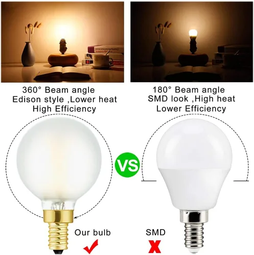 Miniatura 6 de Leools Bombillas LED esmeriladas E12, bombillas de candelabro regulables de 40 W, 2700 K, blanco cálido, G16.5, 4 W, E12 g50, globo vintage