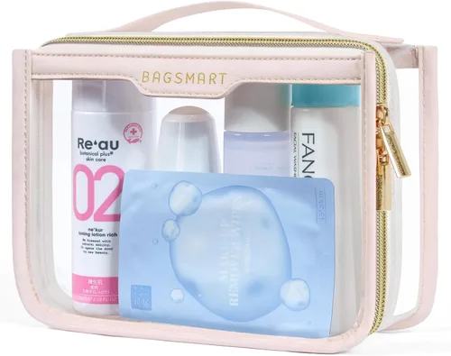 Miniatura 10 de BAGSMART Bolsa de aseo aprobada por la TSA, bolsa de aseo de viaje transparente, bolsa de cosméticos de maquillaje para mujeres, bolsa organizadora