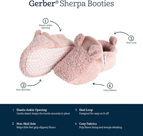 Miniatura 7 de Gerber Botines unisex con forro polar para bebé, antideslizantes, suaves, con orejas