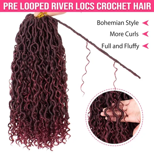 Miniatura 4 de Extensiones de cabello sintético de ganchillo de 24 pulgadas con extremos rizados, extensiones de cabello sintético con extremos rizados, trenzas