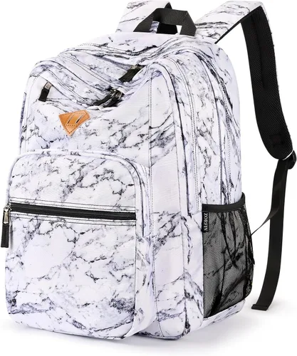 Miniatura 13 de ZORFIN - Mochila de 26 litros para la escuela, universidad y viajes, impermeable, con 8 compartimentos, Verde militar, Moderno