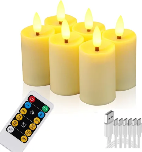 Miniatura 12 de WRalwaysLX Faroles decorativos con temporizador, velas sin llama para interiores y exteriores, apliques de pared con llamas parpadeantes