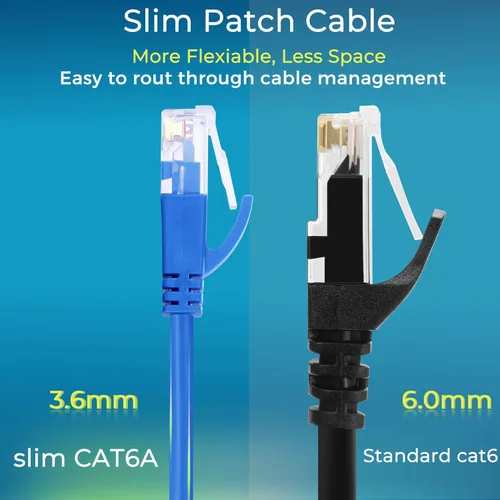 Miniatura 3 de Rapink Patch Cables Cat6a - Cable de conexión Ethernet Cat6a de 1 pie (paquete de 50) delgado, soporte de 10 G, cable de conexión Cat 6 sin