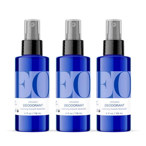 EO Spray desodorante orgánico, 4 onzas (paquete de 3), lavanda francesa, a base de plantas orgánicas, extractos botánicos