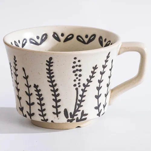 Taza de cerámica, 11 oz - Tazas vintage para café, leche, café con leche, capuchino, té, tazas de porcelana aptas para lavavajillas, microondas,