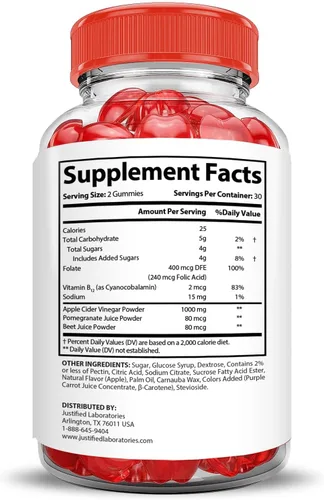 Miniatura 2 de Justified Laboratories Ignite Keto ACV Gummies Advanced 1000 mg Ignite Keto Gummies Formula Vinagre de sidra de manzana formulado con jugo