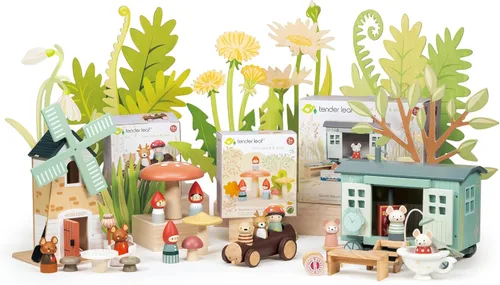 Miniatura 9 de Tender Leaf Toys - Familia de gnomos del bosque - Juego imaginativo de madera maciza de 8 piezas, decoración de guardería - Promueve la creatividad