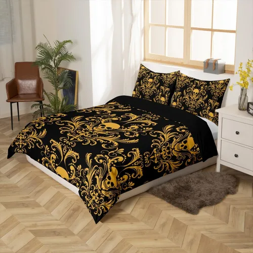 Miniatura 6 de Erosebridal Juego de ropa de cama gótica de damasco para adultos, funda de edredón victoriana antigua, tamaño individual, funda de edredón gótica