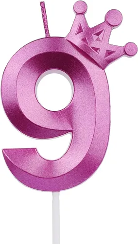Miniatura 37 de Vela rosa de cumpleaños número 1, decoración temática rosa para fiesta de primer cumpleaños, velas de número 3D diseñadas con corona para decoración