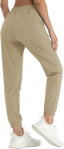 Miniatura 3 de TACVASEN Pantalones deportivos de senderismo para mujer, de secado rápido, ligeros, con cordón, Caqui