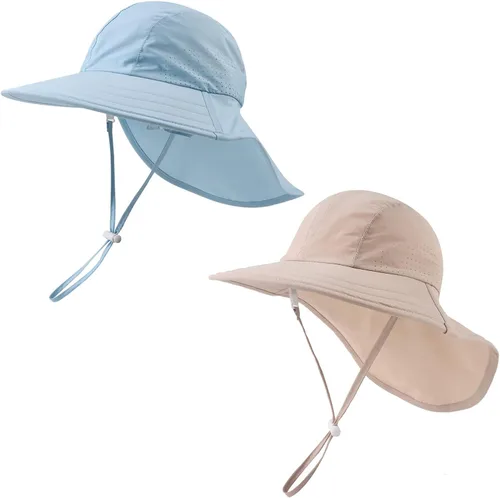 Miniatura 94 de Sombrero de verano para niños pequeños con solapa para el cuello, impermeable, sombrero de natación para niños, protección UV, sombrero de playa