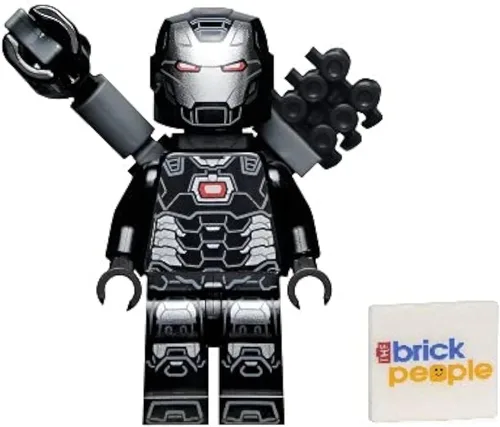 Miniatura 3 de LEGO Superhéroes: Minifigura de máquina de guerra con cañón de hombro, blaster y capa gris (James Rhodes)