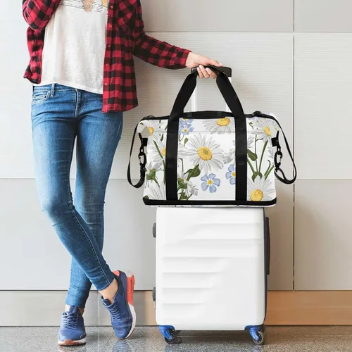 Miniatura 7 de Gym Bag Forget-me-not Flower Travel Duffel Bag - Sports Gym Bag with Dry Wet Pocket Cosmetic bag & Shoes Compartment for Women and Men