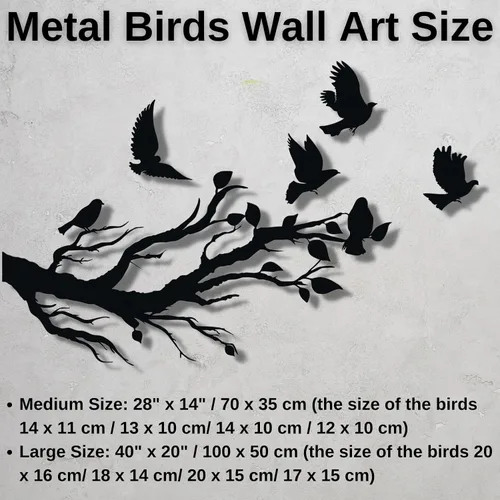 Miniatura 3 de Decoración de pared de metal, letrero de pájaros, arte de pared de sala de estar, arte de pared de pájaros de metal, pájaros en rama, colgantes