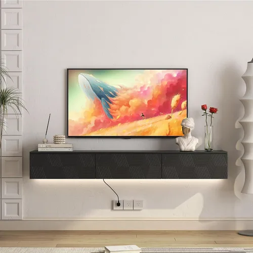 Miniatura 22 de Soporte flotante para TV montado en la pared con 20 LED de color, soporte de TV moderno de 63 pulgadas, gabinete de TV flotante centro