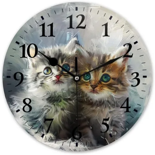 Miniatura 17 de Reloj de pared, funciona con pilas, redondo, silencioso, sin tictac, girasol contra fondo azul, reloj decorativo para cocina, baño, sala de estar