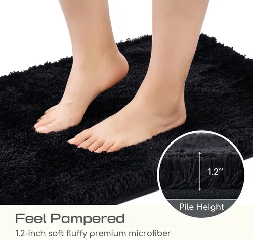 Miniatura 4 de ROSMARUS Alfombra de baño lanuda antideslizante de 17 x 24 pulgadas, tapete absorbente de agua, tapete de ducha suave para suelo y bañera, tapete