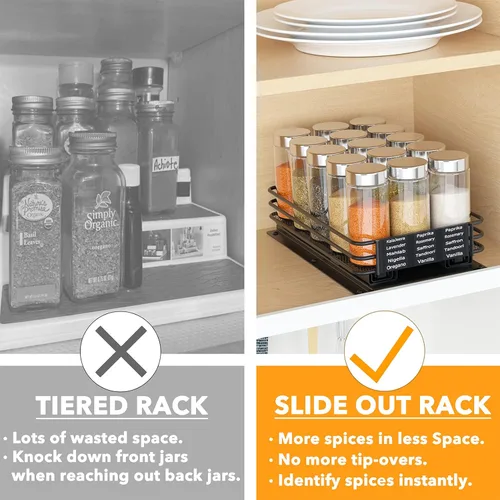 Miniatura 3 de SpaceAid estante organizador de especias para gabinete, organizador de condimentos deslizante y resistente para armarios de cocina, con 415