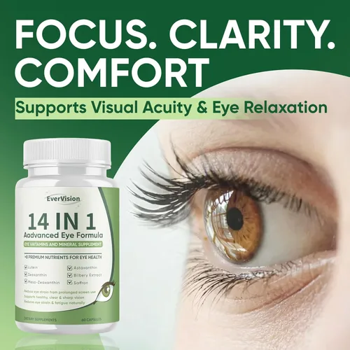 Miniatura 5 de Fórmula avanzada 14 en 1, suplemento ocular con luteína, zeaxantina, astaxantina, extracto de arándano y zinc, suplemento mineral y vitamina ocular