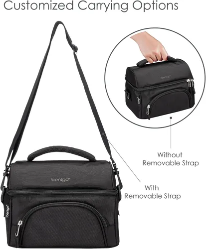 Miniatura 5 de Bentgo® Bolsa de almuerzo Deluxe - Lonchera duradera y aislada con bolsillo exterior con cremallera, bolsillo interior de malla, correas acolchadas