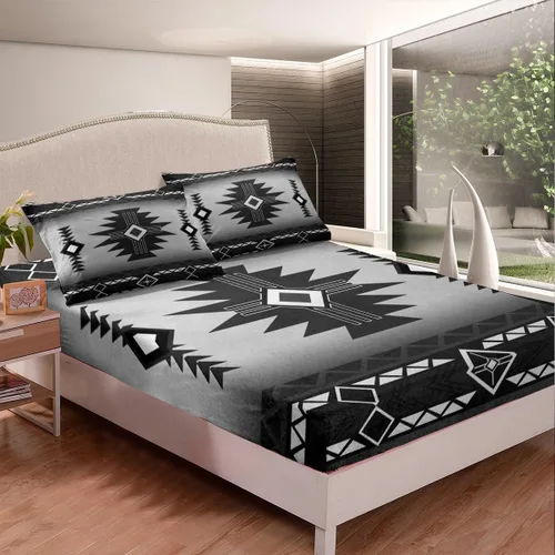 Miniatura 9 de Homewish Western Fitted Sheets Twin Size (No Flat),Retro Country Tribal Bedding Set 2Pcs,Kids Girls Boys Room Decor,Southwest Aztec Stripes Bed