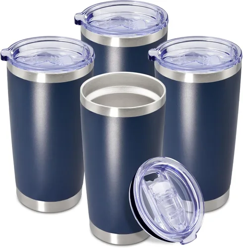 Miniatura 36 de Vaso de viaje de café de 20 onzas a granel con tapa, acero inoxidable de doble pared aislada al vacío, tazas con recubrimiento en polvo, para Rosa