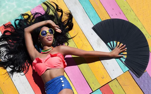 Miniatura 5 de Abanicos plegables grandes para bailar en línea, grandes ventiladores plegables para festivales de baile, baile, actuaciones (negro)