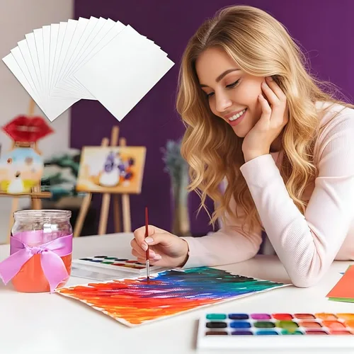 Miniatura 4 de TecUnite 60 hojas de papel de acuarela, arte a granel, blanco prensado en frío, papel de pintura para dibujo de acuarelista artista