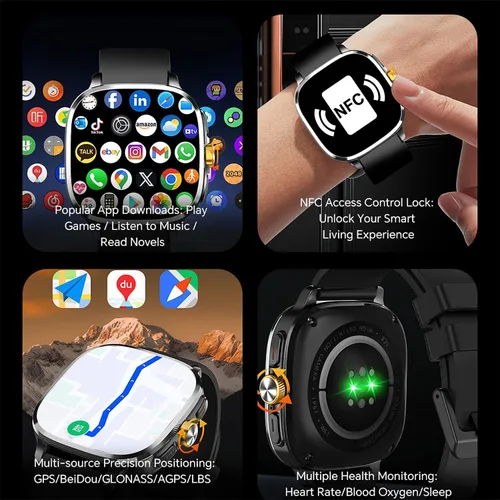 Miniatura 9 de Reloj inteligente para hombres y mujeres, reloj de fitness HD de 2.4 pulgadas con fotografía HD giratoria de 190°, resolución de 410 x 502