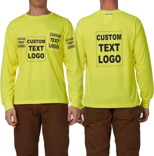 Miniatura 8 de A-SAFETY Playera de manga larga de seguridad de alta visibilidad, personalizable con logotipo (XS-6XL)