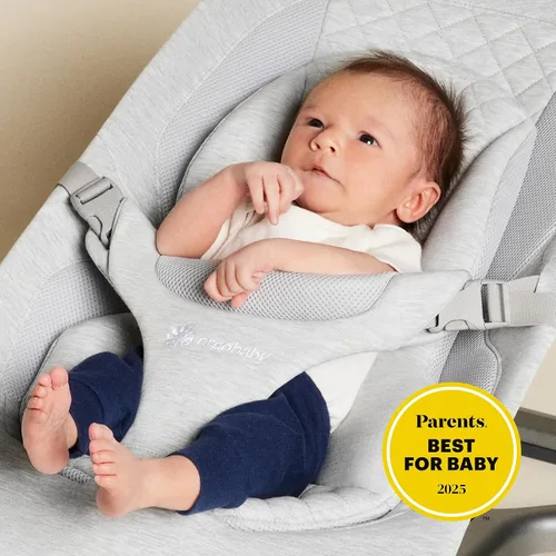 Miniatura 2 de Ergobaby Evolve 3 en 1 Bouncer, Asiento de bebé ajustable de múltiples posiciones, se adapta desde recién nacido hasta niño pequeño, Gris claro