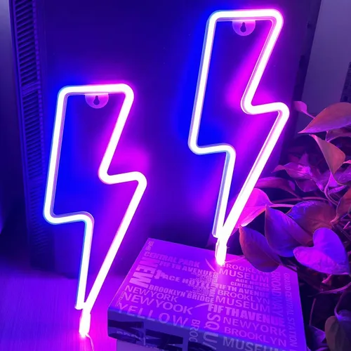 Miniatura 3 de 2 letreros de neón para decoración de pared, funciona con pilas de neón para dormitorio, configuración de sala de juegos, luces LED de neón