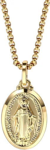 Miniatura 6 de Collar de Virgen de Guadalupe de oro amarillo de 18 quilates, joyería religiosa, dije de Nuestra Señora, Virgen María, collares con dijes
