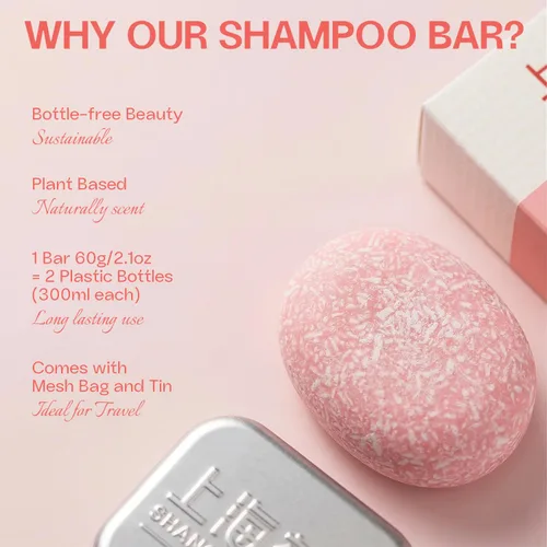 Miniatura 5 de Bee & Flower Barra de champú hidratante de melocotón blanco, barra de champú nutritiva y suavizante, barras de champús de viaje para todo