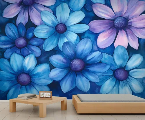 Miniatura 12 de Mural de pared floral retro, papel tapiz rústico floral de bar, flores abstractas 3D, impermeable, para cafetería, restaurante, sala de estar