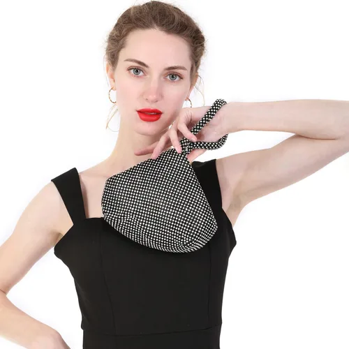 Miniatura 6 de Bolso de noche para mujer - Tamaño más grande mejorado, clutch de muñeca con diamantes de imitación completos brillantes para fiesta, boda, cita