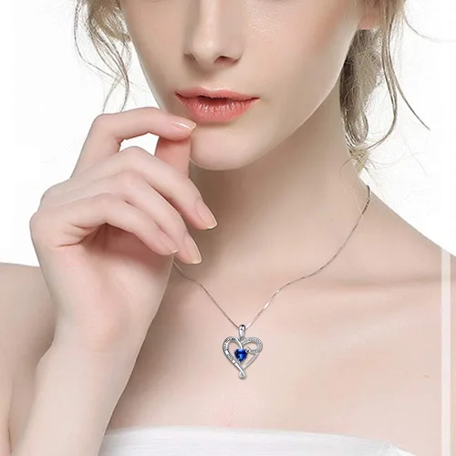 Miniatura 5 de Regalo de cumpleaños para mamá, collar con dije de corazón de plata esterlina 925 con texto en inglés "I Love You Mom