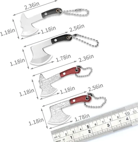 Miniatura 2 de HAOXU MIni - Juego de 4 cuchillos de bolsillo para hacha pequeña, hacha pequeña de Damasco para abridor de paquetes, cortador de caja y campamento