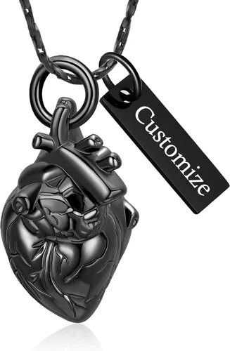Miniatura 10 de Imrsanl Collar con colgante de joyería de cremación para cenizas – Collar anatómico de urna de corazón para cenizas – Medallones conmemorativos