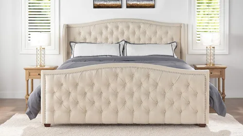 Miniatura 15 de Jennifer Taylor Home Marcella - Cama con respaldo copetudo y orejero, King, blanco brillante Poliéster blanco brillante