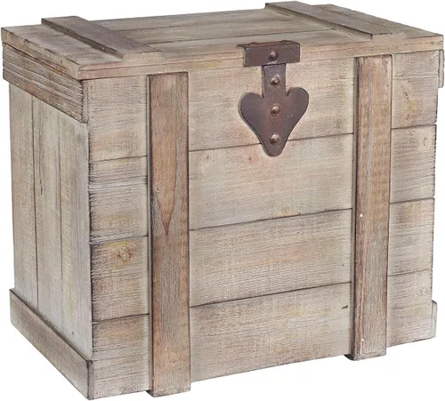Miniatura 21 de Household Essentials 2 piezas de baúles decorativos, set victoriano, pequeño y grande, madera de abeto chino, acabado de madera envejecida