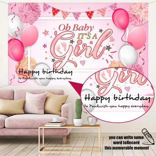 Miniatura 6 de Blulu - Fondo para decoración de fiesta de baby shower, tela resistente de gran tamaño, telón de fondo grande de tela durable hecho para baby