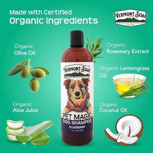 Miniatura 4 de VERMONT SOAP Champú orgánico para mascotas, infundido con aceite de oliva orgánico y natural, champú para perros de coco y aloe vera para pieles